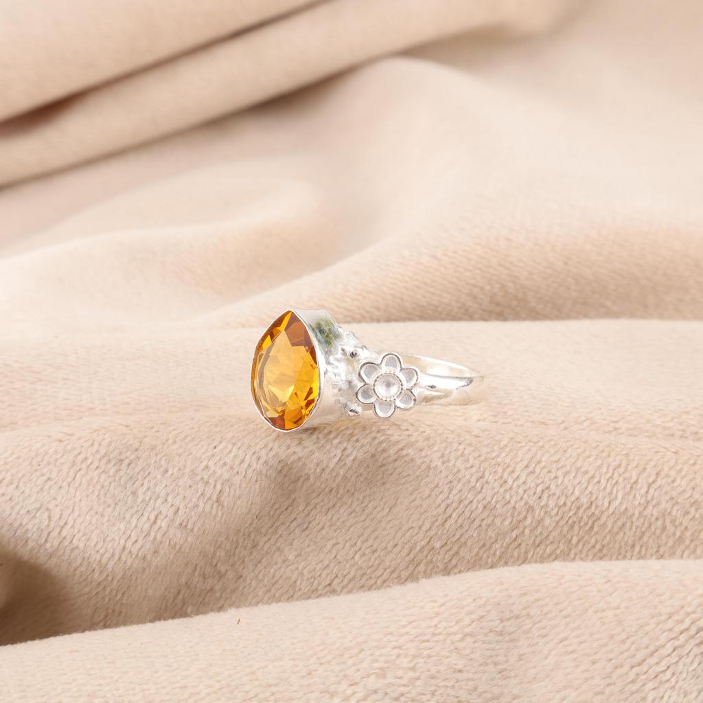 Украшения с цитрином, Кольцо из стерлингового серебра 925 пробы, Очаровательные серебряные украшения с цитрином, Кольцо ручной работы для свадебного подарка