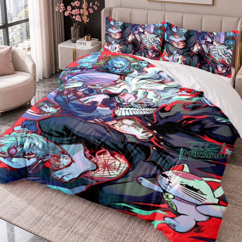Dandadan 3Pcs Bedding Set Duvet Cover With Two Pillowcases For Bedroom Home Decoration