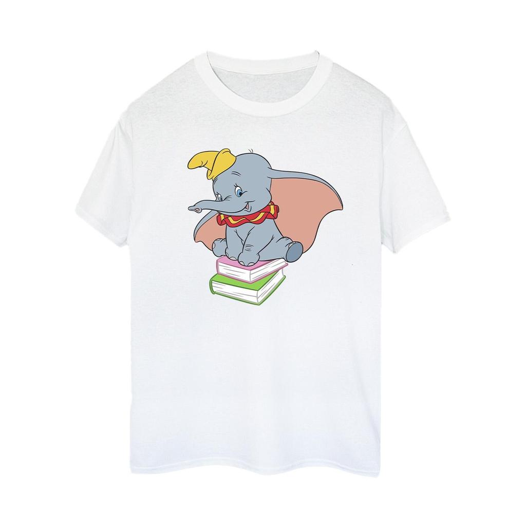 Disney Женская/Дамская хлопковая футболка оверсайз с Дамбо, сидящим на книгах