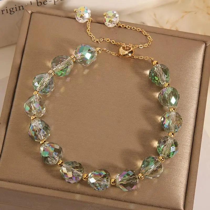 Fashion Colorful Artificial Crystal Bracelet Shiny Beaded Bracelets For Women Party Jewelry