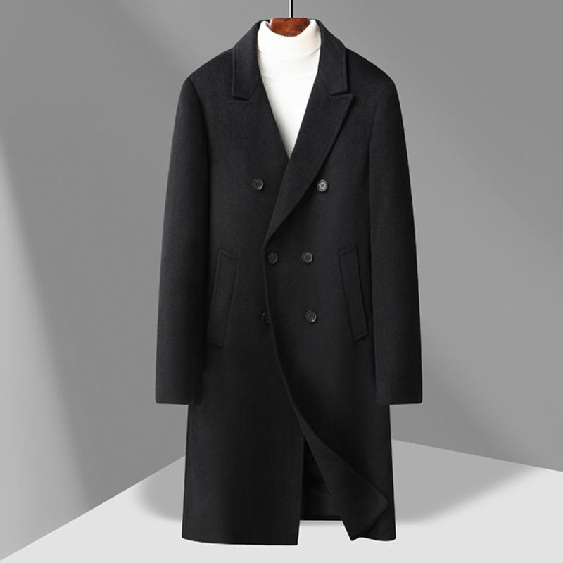 Men's Woolen Coat Men's Medium and Long Suit Collar Double-breasted Korean Version Woolen Coat Men's Coat