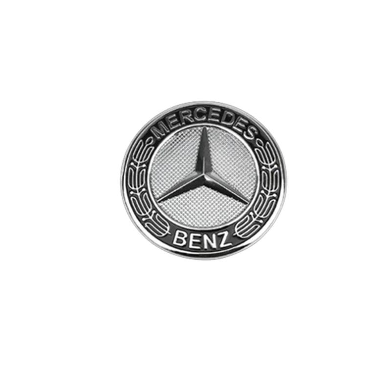 HGQ5   Car Front Engine Hood Emblem 42mm-Curved 38mm-Flat ABS Badge for Mercedes Benz C Class E Class C200 E260 E300L S400L Label