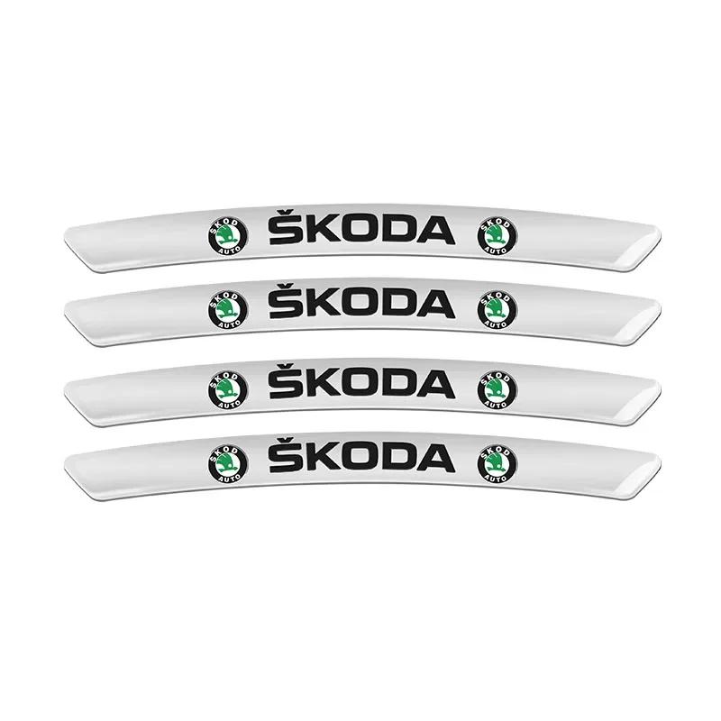 HFB4 4PCS Car Wheel Rim Hub Badge Stickers For Skoda Octavia 2 A5 Fabia 3 Rapid Scala Kodiaq Superb 3 Karoq Kamiq Citigo Accessories