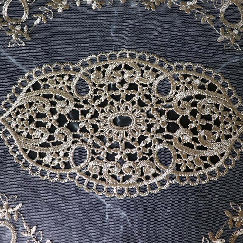 Luxury Oval Embroidered European Transparent Placemat Table Mat Hotel Villa Home Furniture Party Coaster Decorative Cover Cloth