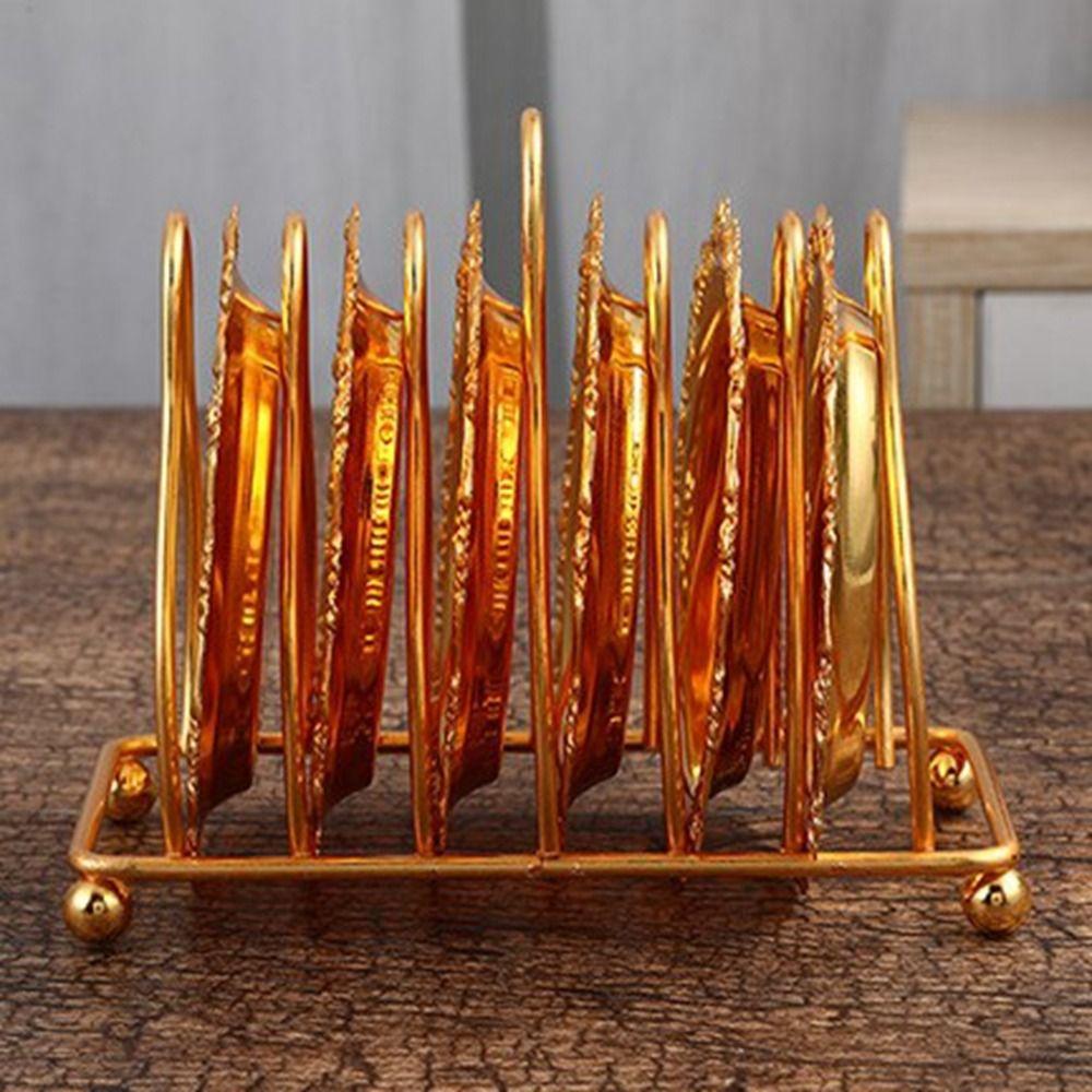7 Pcs/set Carved European Decor Racks Plated Metal Cake Tray Classical Patterned Cup Mat  Cocktail