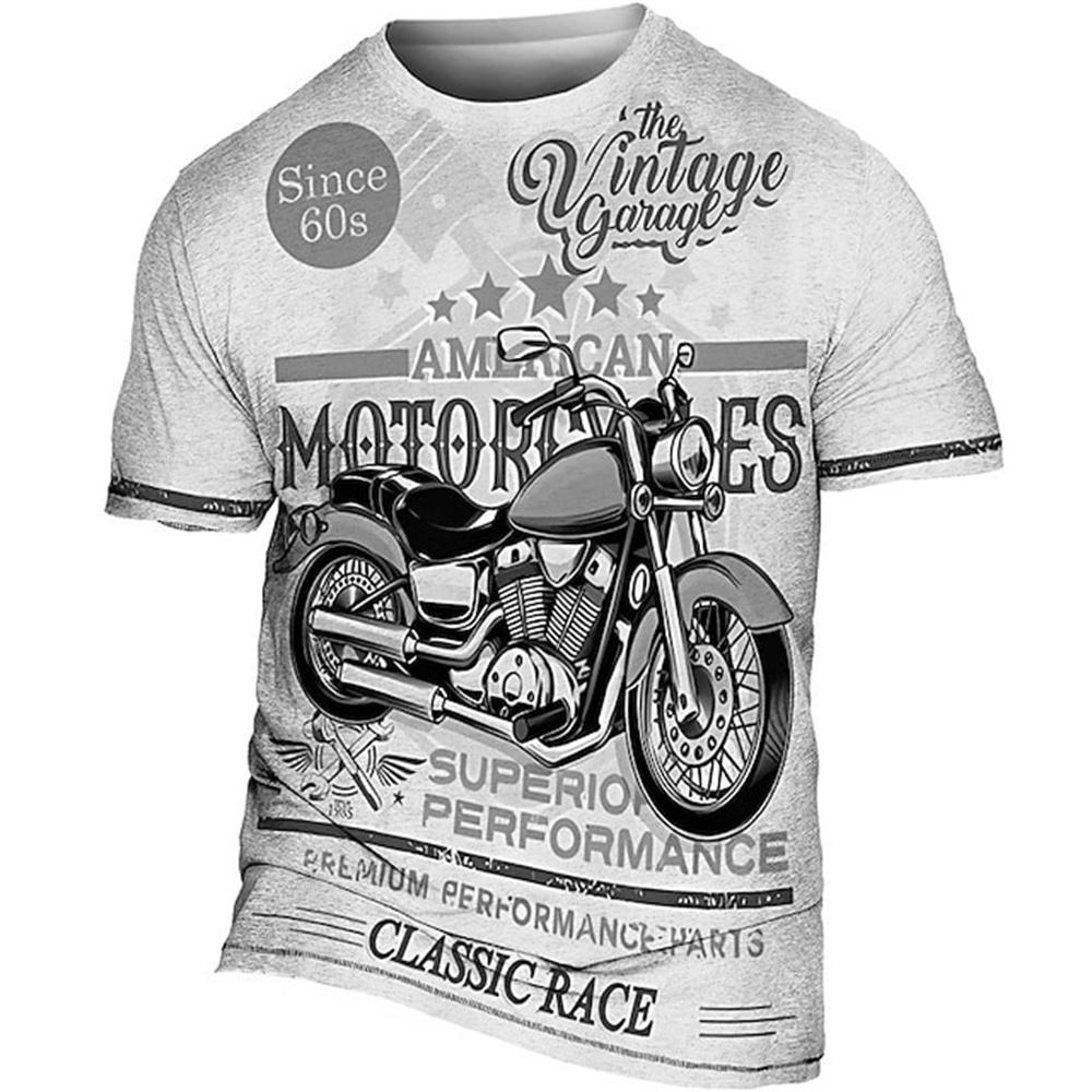 Винтажная байкерская футболка, мужская футболка с рисунком мотоцикла, классические футболки с короткими рукавами и 3d принтом автомобиля, летняя уличная одежда, мужская одежда