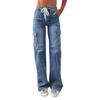 Women's High Waist Washed Women's Jeans Fashionable Versatile Straight Leg Pants
