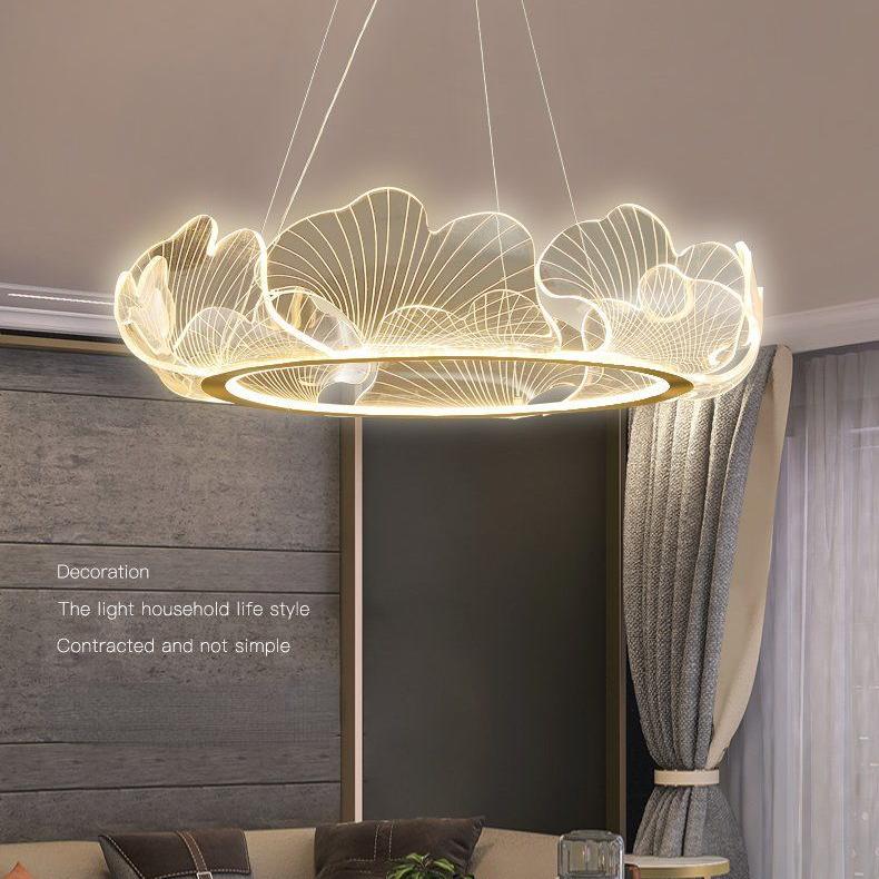 Living Room Chandelier Lighting Modern Acrylic Ginkgo Pendant Light LED Chandelier for Dinging Room Lighting Fixture