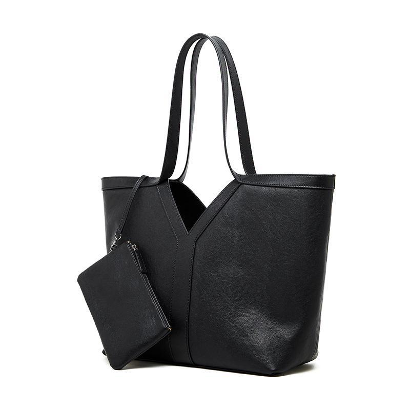 2024 Autumn Korean-Style Genuine Leather Women's Tote and Shoulder Bag, Large Capacity Cowhide Handbag.