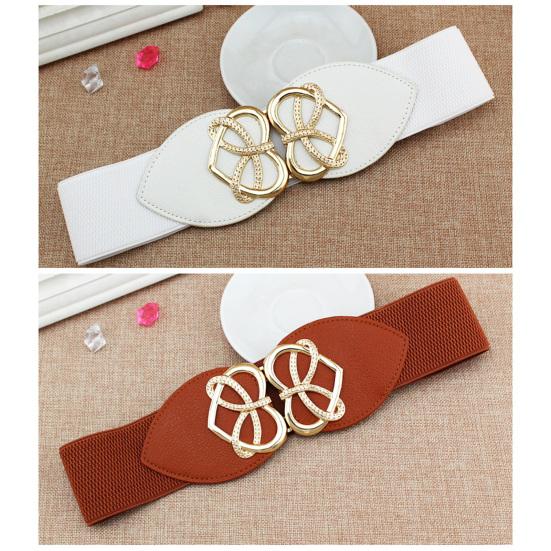 Женский ремень с пряжкой в форме сердца, эластичный пояс из искусственной кожи, универсальный затягивающийся пояс, платья, пальто, повседневная одежда для свиданий и вечеринок