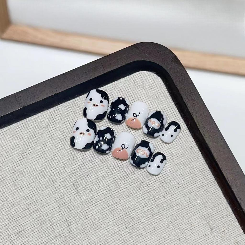 Pure Hand-made Short Handmade High-end Cute Pig Ins Nail Art Stickers Detachable Fake Nail Patches