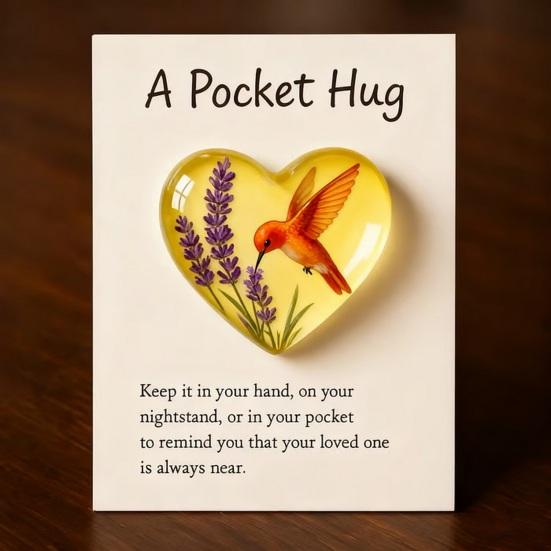 Pocket Hug Hummingbird Mini Pocket Hug Heart Cute Hummingbird Ornament with Encouragement Card Keepsake