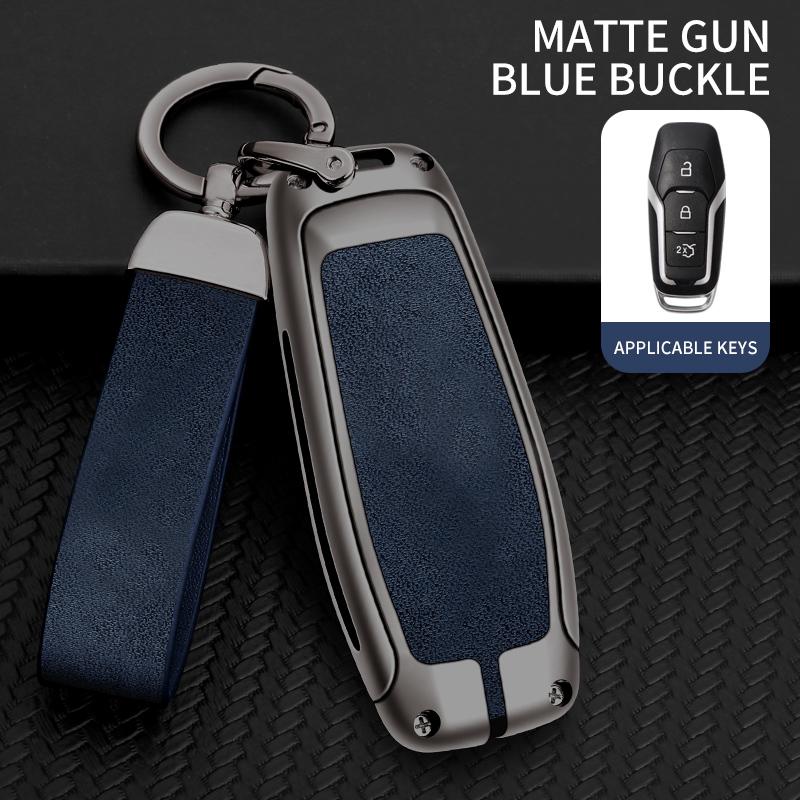 Leather Car Metal Key Case Cover For Ford Focus 3 4 St Mondeo 5 Mk5 Mustang F-150 Explorer Edge Fiesta Kuga Mk3 4 Key Chain