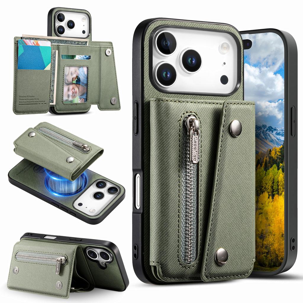 2 в 1 Съемный кошелек на молнии Кожаный чехол для телефона Для iPhone 17 Pro Max 16 Plus 15 14 13 12 11 Для Magsafe Съемная крышка