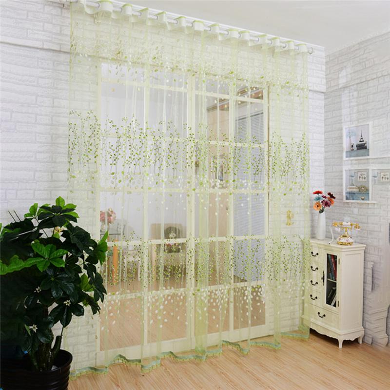 Transmitting Printed Wintersweet Pastoral Style Sheer Curtains Semi-shading Curtain Home Livingroom Window Decoration