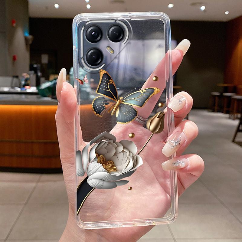 Для Tecno Pova 7 Pro LJ8 Чехлы Pova7 Ultra LJ9 Neo LJ6 LJ7 Funda Цветок Бабочка Чехол для Телефона Мягкий Силикон Прозрачный ТПУ Чехол