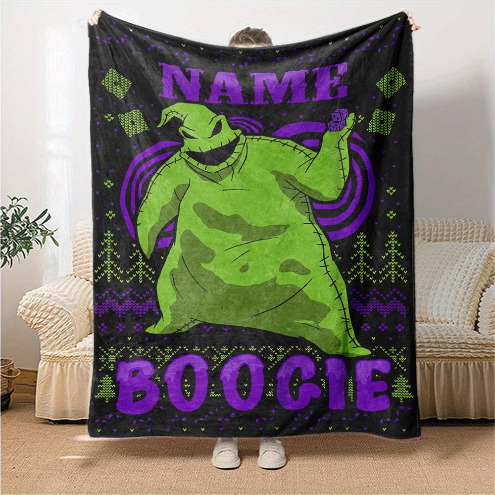 Custom Name The Nightmare Before Christmas Theme Printed Blanket - Perfect for Couch, Bed, Travel & Outdoor Use | Machine Washable, Cozy & Durable.