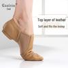 Women's Genuine Leather Jazz Ballet Dance Shoes with Stretch Cloth and Soft Sole