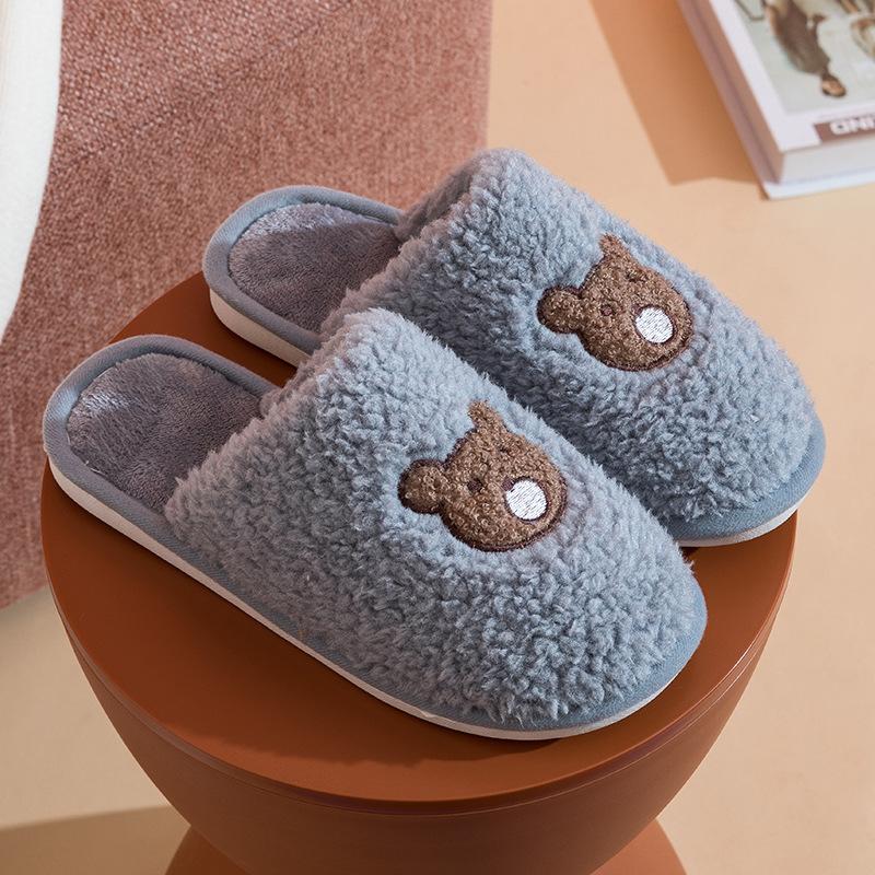 Fashion Men's and Women's New Plush Cotton Slippers Home Household Autumn and Winter Indoor Thick Bottom Non-slip Warmth Lovers