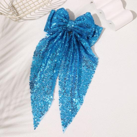 Spring Clip Glitter Layered Hair Bow Hair Pin Women Girls Sparkling Large Long Style Decorative Hairpin