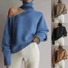 Autumn and Winter Sexy High Collar Top Off Shoulder Sweater Fashion Temperament Pullover Long Sleeve Sweater Women's Wear