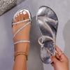 Fashion Women Slippers Sexy Narrow Band Slippers Women Summer Glitter Decoration Round Toe Flat Sandals Fashion Beach Shoes Slides Women