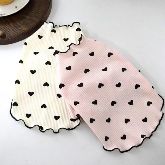 Одежда для собак средних и маленьких собак, кошек, летняя и осенняя рубашка с принтом в виде сердца для щенков, растягивающаяся одежда с длинными рукавами для чихуахуа, шнауцера