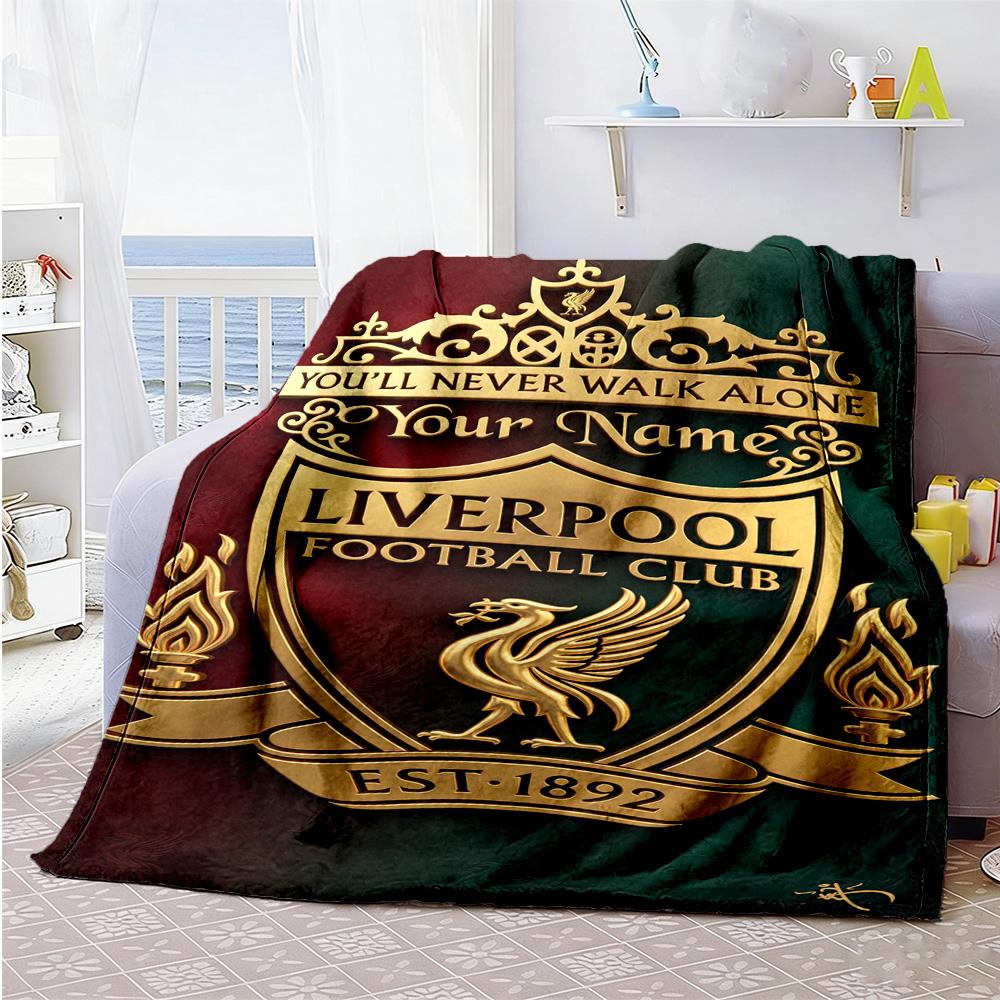 Liverpool Team Customize Your Name Blanket Gift Customizable Blanket Ultrasoft Suitable For Couch Sofa Nap Livingroom Four Seasons Multipurpose