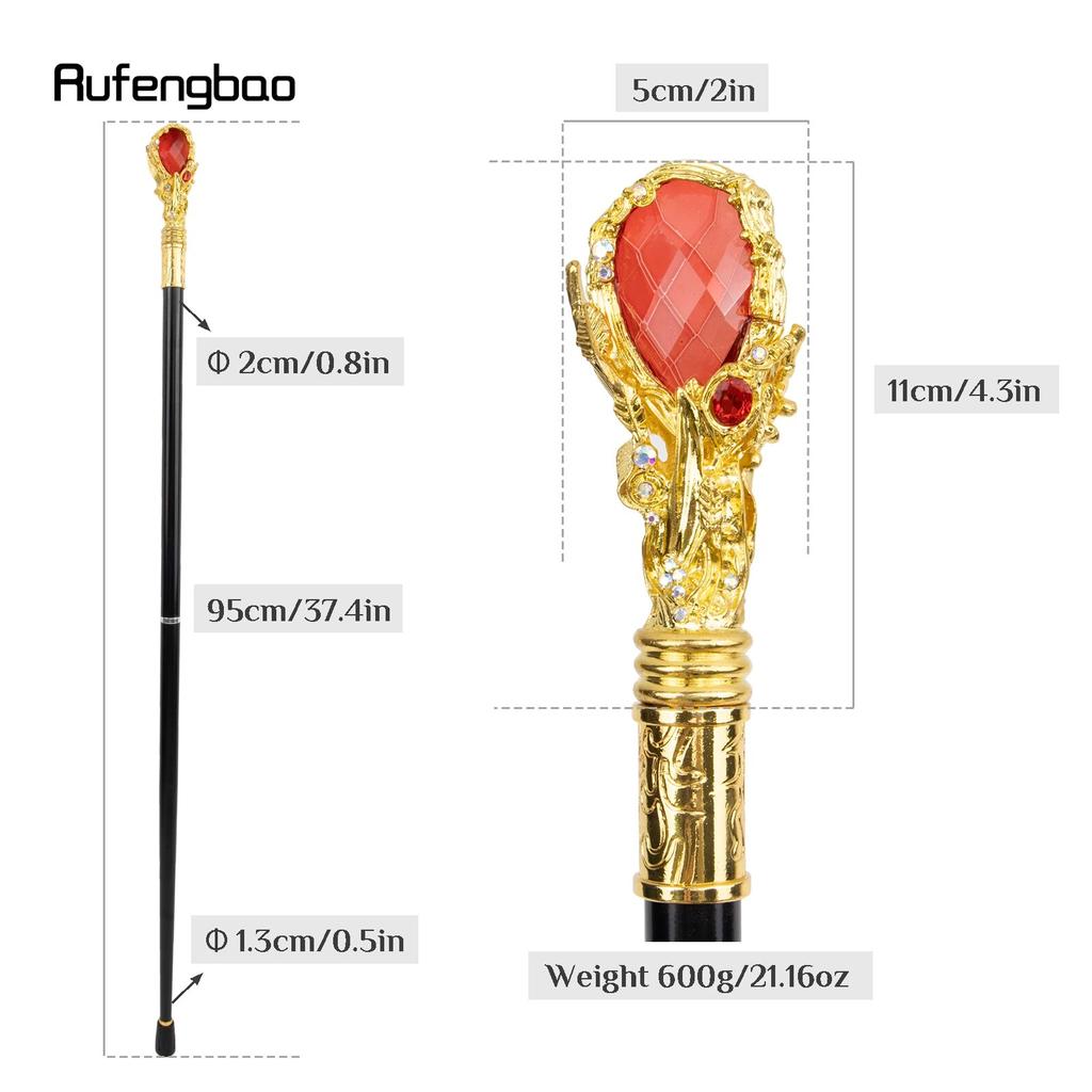 Красный ромбовидный тип, золотая трость, модная декоративная трость, элегантная трость для джентльмена, ручка для трости для косплея, 95 см