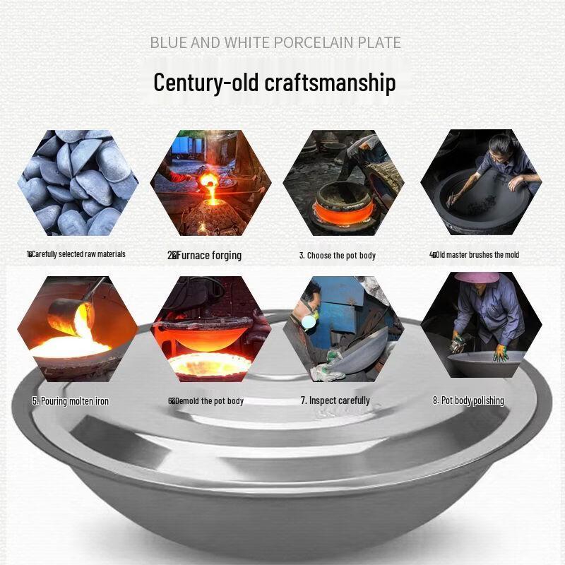 MIAOQIAO Old-fashioned Cast Iron Wok with Lid, 41cm Inner Diameter