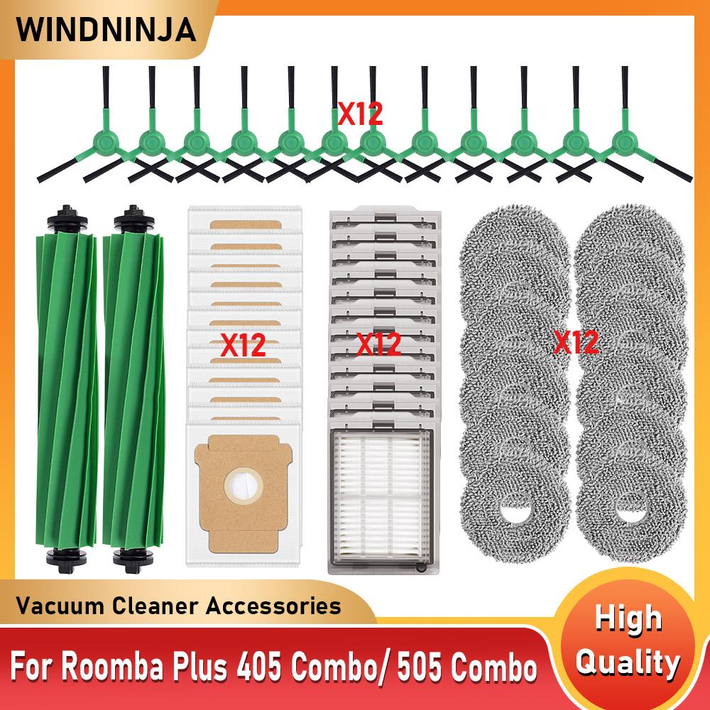 For iRobot Roomba Plus 405 Combo / 505 Combo Robot Vacuum Spare Parts Mop Cloths Filters Dust Bags Main Side Brushes Accessorie