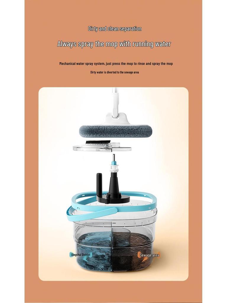 Hands-Free Mop with Clean and Dirty Water Separation - Rotating Household Cleaning Tool