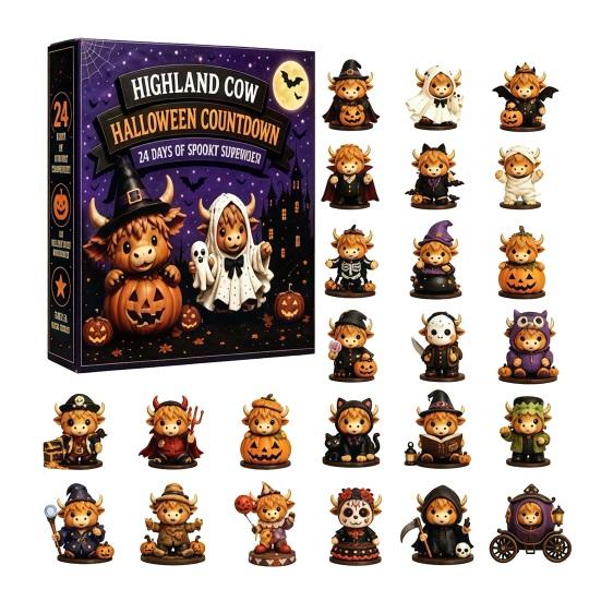 Highland Cow Theme Favors 3D Advent Calendar 2026, Christmas Countdown with Cute Festive Backpack Accessories Farm Cattle Mini Figurines for