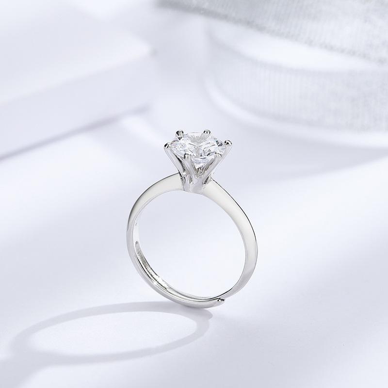 Кольцо с короной из серебра 925 пробы с шестью когтями, женское, классическое, 18-каратное, с бриллиантами, 123 карата, платиновое, обручальное, розовое золото, открытое кольцо