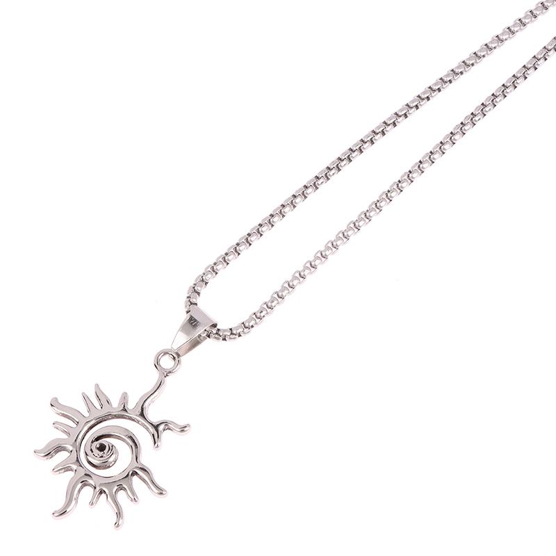 Creative Sun Flame Pendant Necklace Punk Hip Hop Retro Hipster Men'S Hollowed Out Titanium Steel Necklace Jewelry