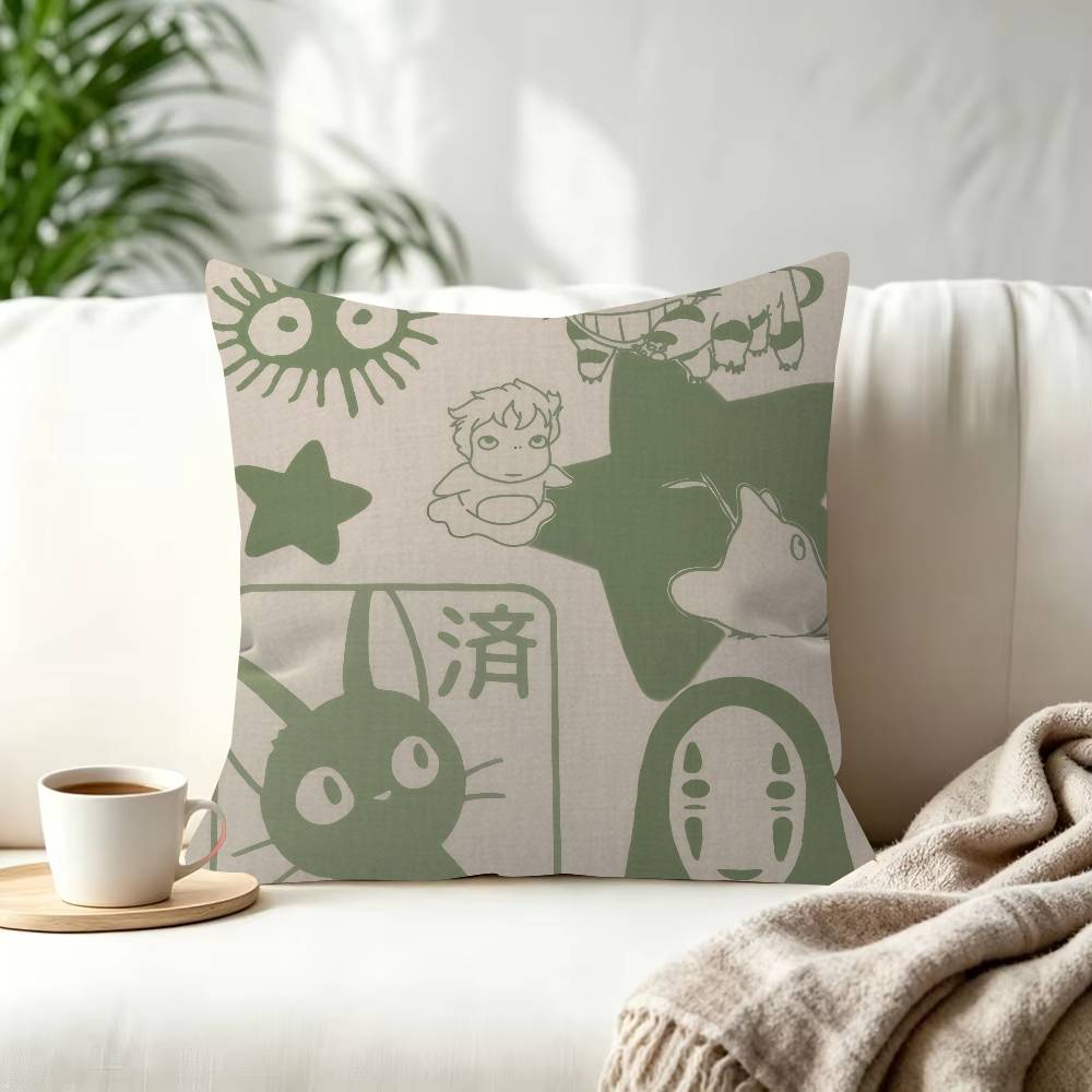 Anime Healing TTotoroS Cushion Decorative Polyester Throw Pillow Cover Square Suitable for Home Office Coffee Shop Decor