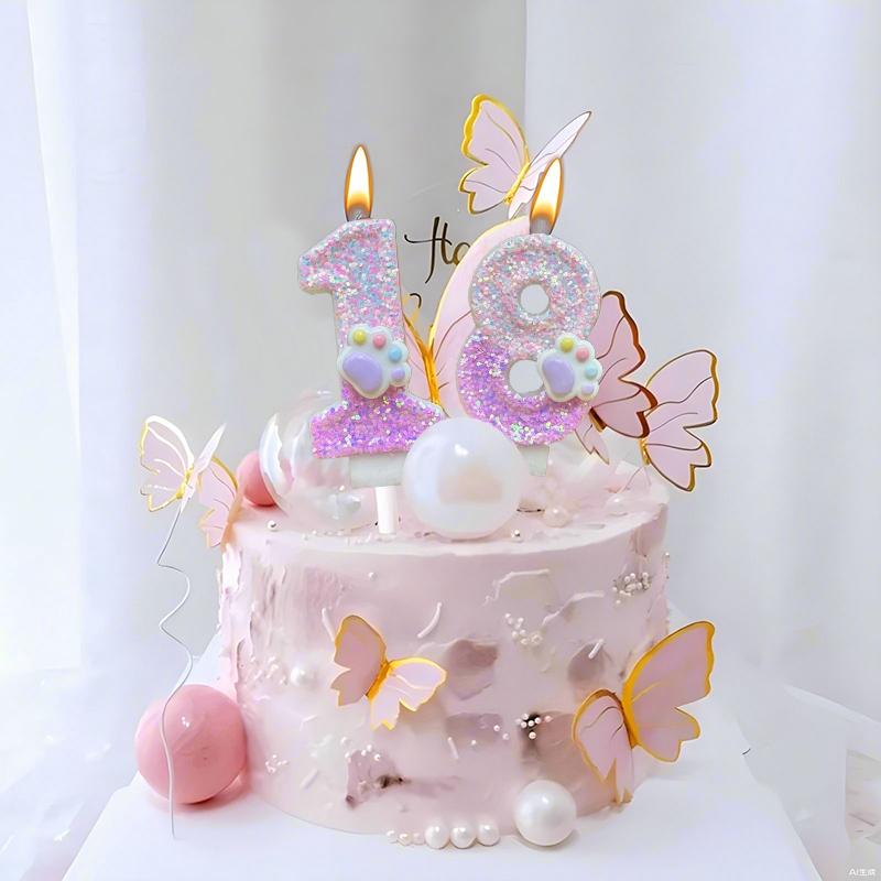 Креативные розовые свечи в форме рыбьего хвоста для украшения торта на день рождения, симпатичная розовая цифровая свеча в виде бабочки для украшения дня рождения, свадьбы