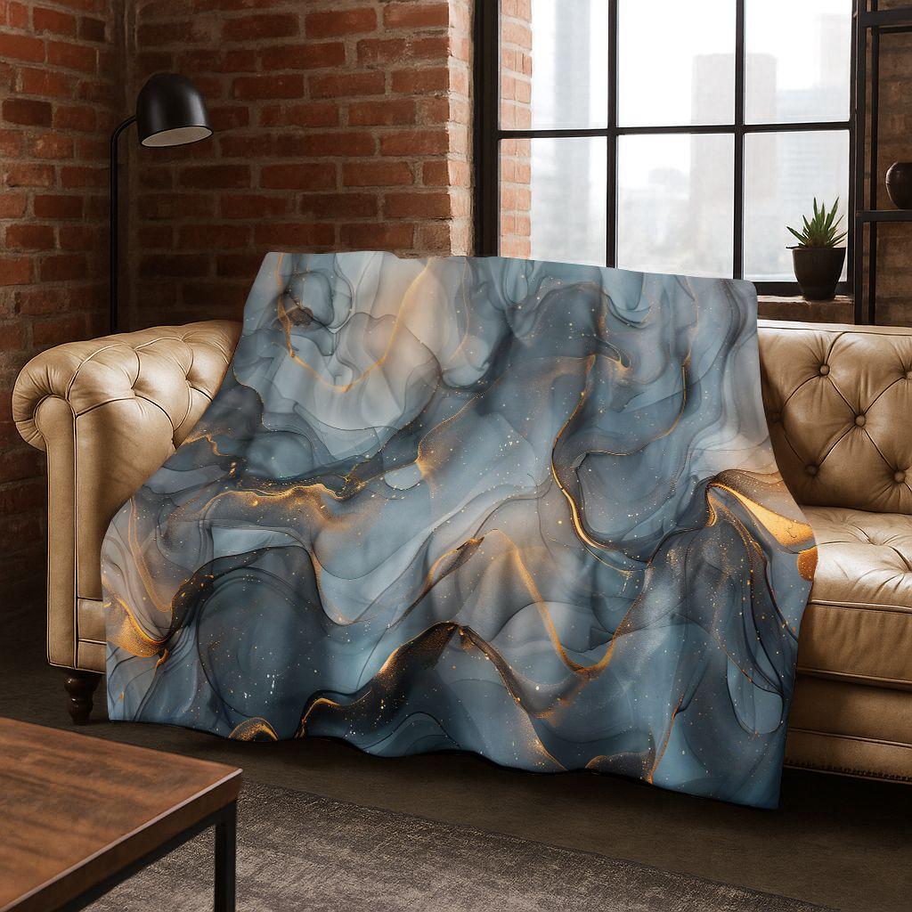 Dream Colorful Stone Texture Marble Black Green Gold Flannel Blanket,Cozy Soft Throw Blanket for Home Bedroom Bed Sofa Gift