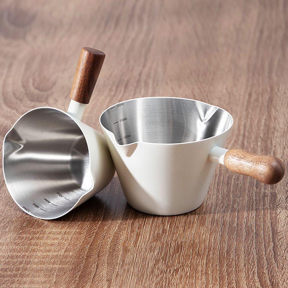 304 Stainless Steel Coffee Extraction Cup Walnut Handle Coffee Pouring Cup Dosing Cup Restaurant