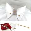Men Copper Round Head Ball Tie Collar Bar Pin Brooch Screw Tip Wedding Decor