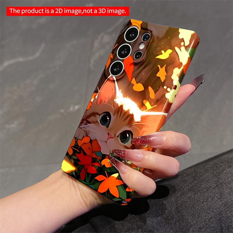 2DFlat Samsung phone case Autumn Leaves Cat Wallpaper Phone Case Applicable to Galaxy S23 S24 S25ULTRA S26 A12 A14 A15 A16 A54 A55