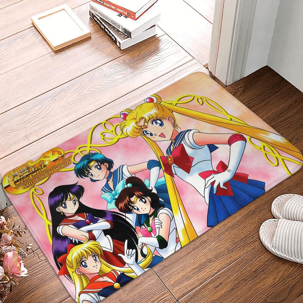 Anime Sailors Moons Luna Cat Doormat Non-Slip Entrance Bath Kitchen Floor Door Mat Bedroom Balcony Carpet Rug