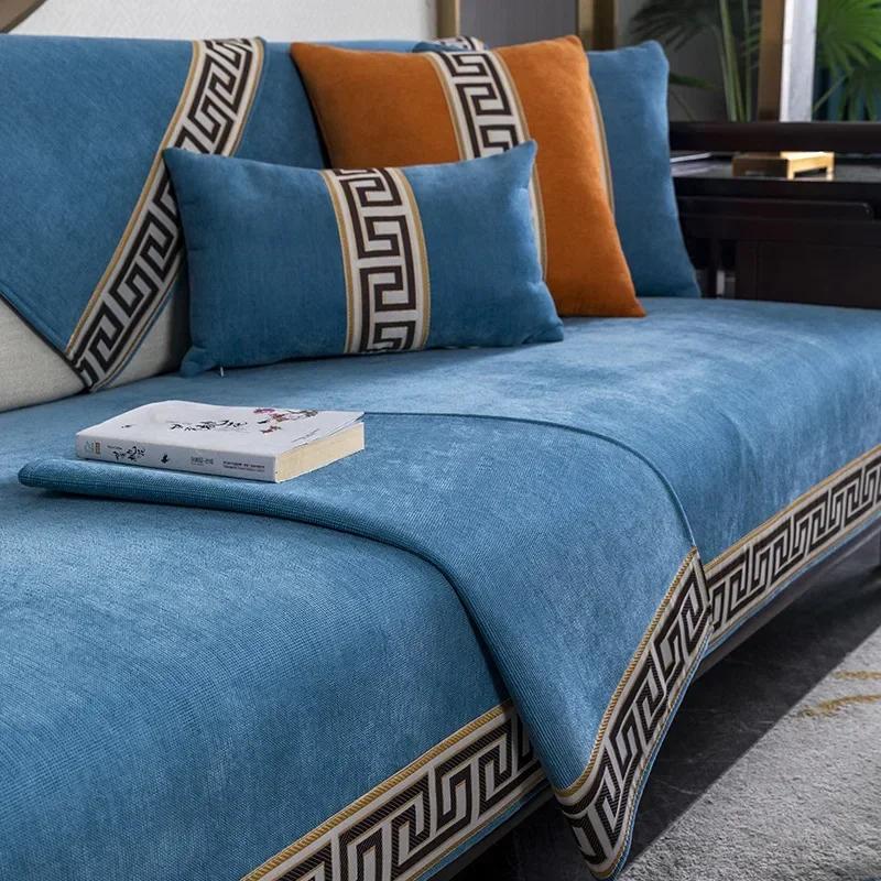 Новый синельный коврик для дивана в китайском стиле, противоскользящая высококачественная подушка для сиденья, сезонный универсальный минималистичный удобный чехол, тканевая ткань