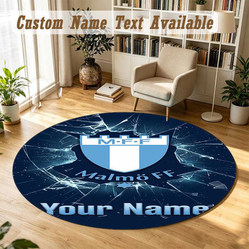 Round Rug Custom NameMalmö FF Pattern Non Slip Carpet Home Floor Decor