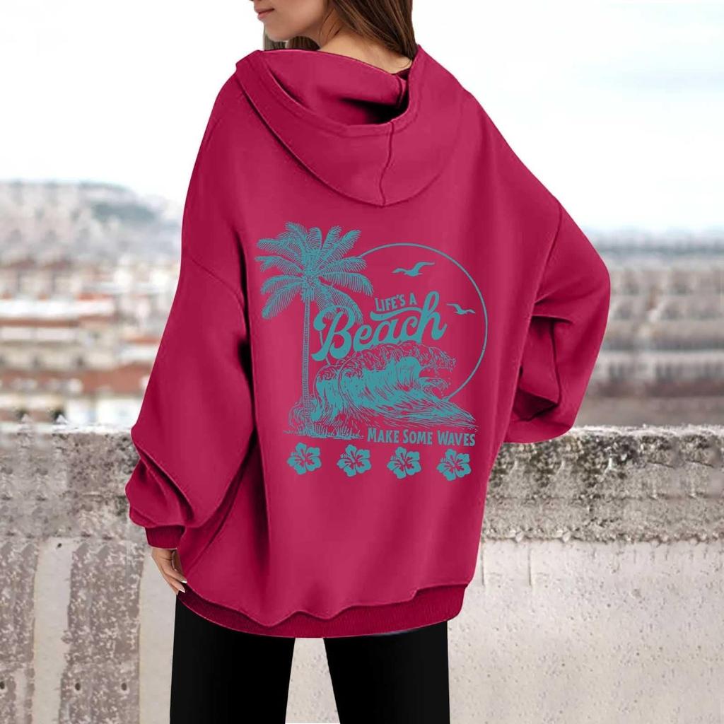 Женская толстовка с капюшоном и круглым вырезом с длинным рукавом и принтом от A BEACH MAKE SOME WAVES