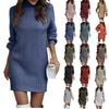 Women's Knitted Dress Turtleneck Winter Sweater Dress Knitted Dresses Midi Plain Long Wool Dress