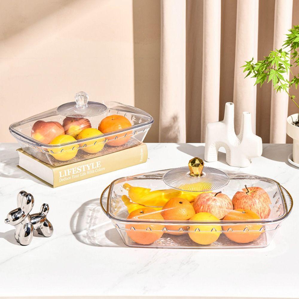 Прозрачный поднос для еды на шведский стол, ударопрочный, большой емкости, поднос для фруктов с крышкой, органайзер для хранения продуктов