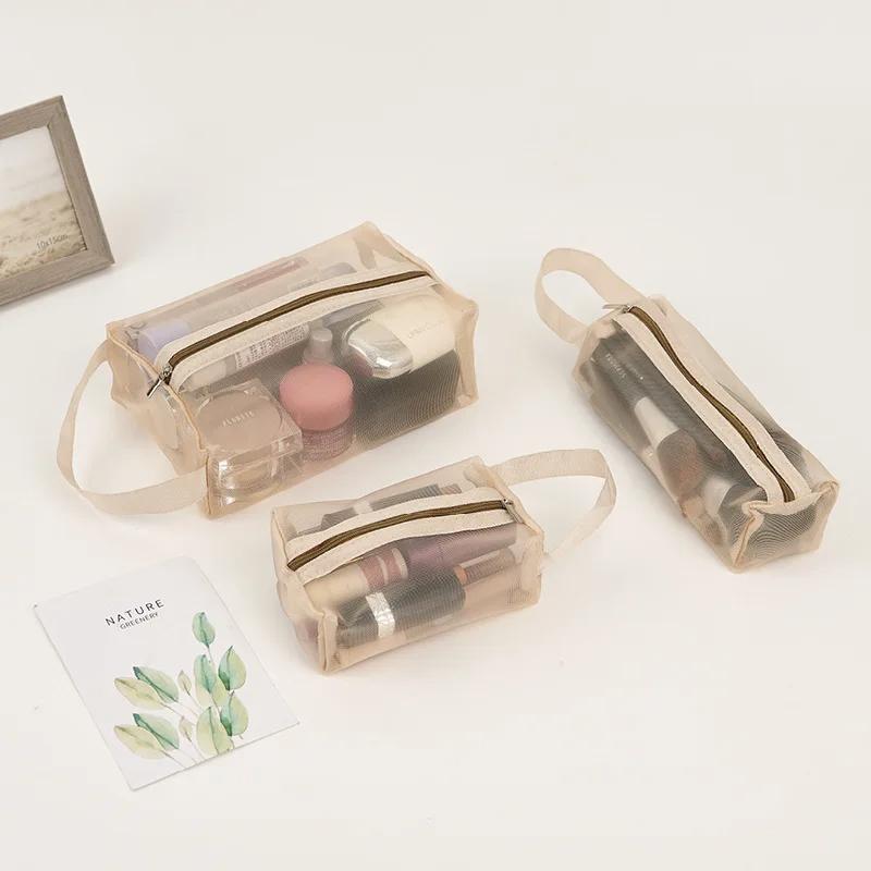 3 шт. Дорожный органайзер из трех частей для хранения косметики, Портативная дорожная сумка, Сетчатая сумка для хранения, Складной кошелек-нулевик для воды