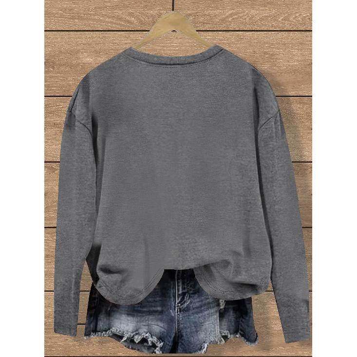 Simple and clean lines with English letter pattern print, fashionable and elegant women's casual sports-style top for spring, autumn, and winter,