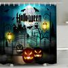 Halloween Skull Shower Curtains Crow Spooky Forest Pumpkin Castle Moon Black Bats Horror Night Bathroom Decor Fabric with Hook
